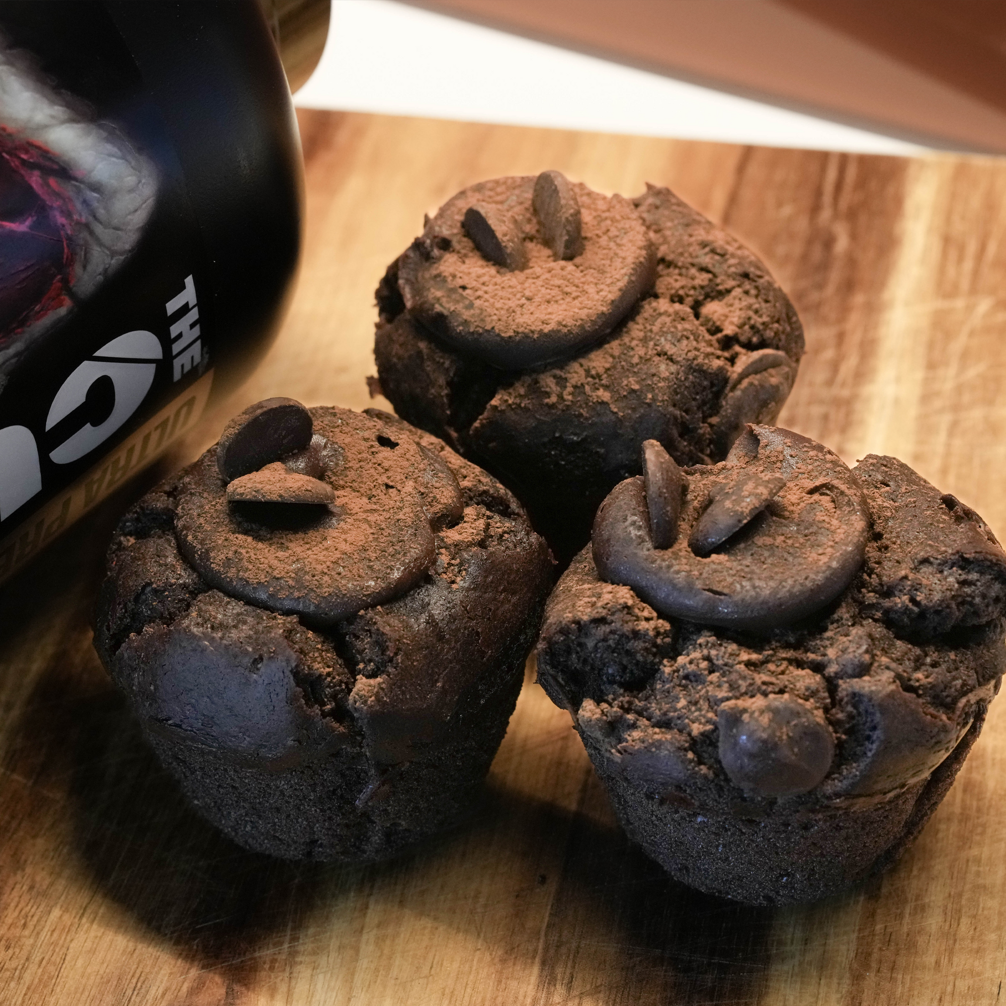 Double Chocolate Protein Muffins